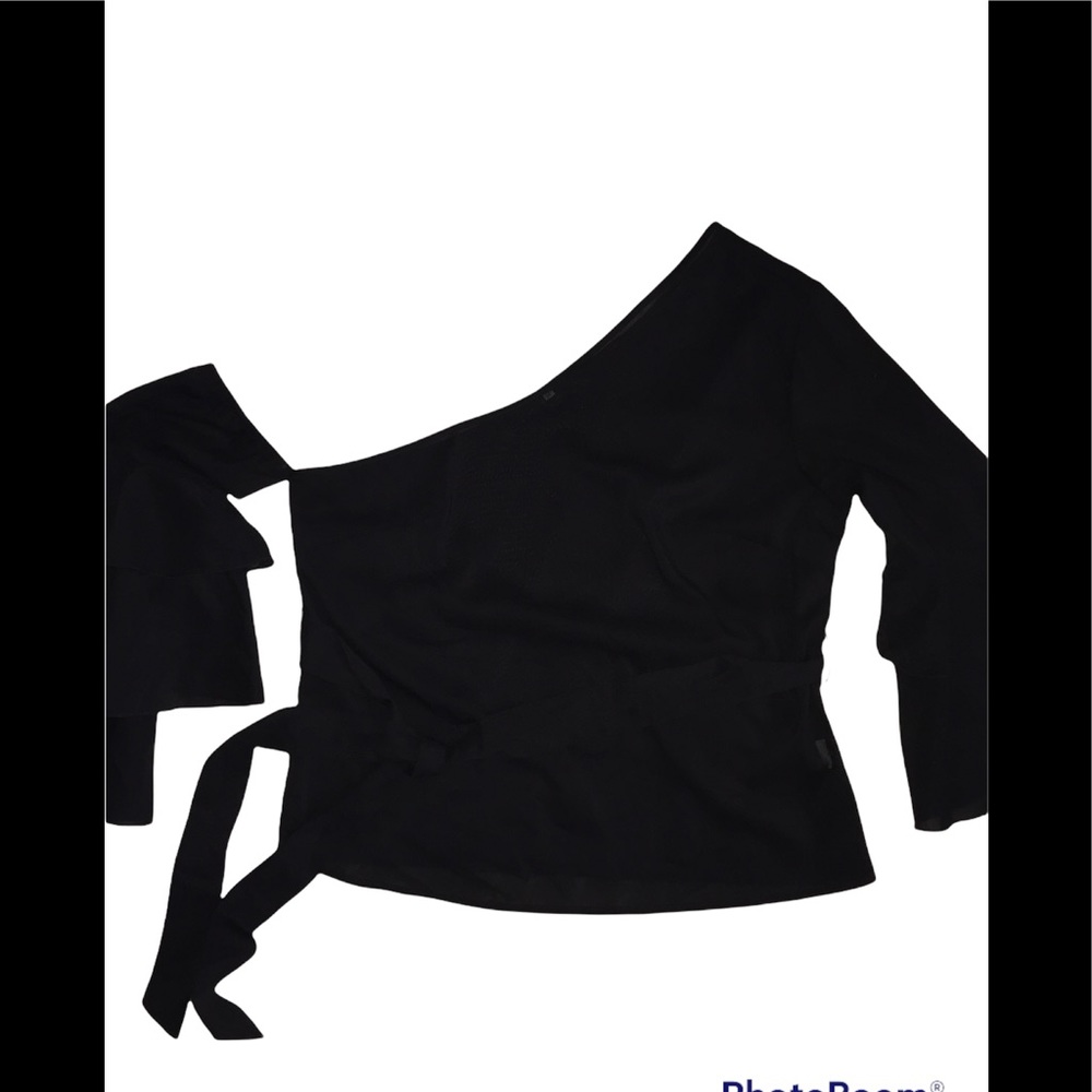 NWOT Black One Shoulder Ruffled Top Party Holiday New Year’s Size Medium - Picture 4 of 13